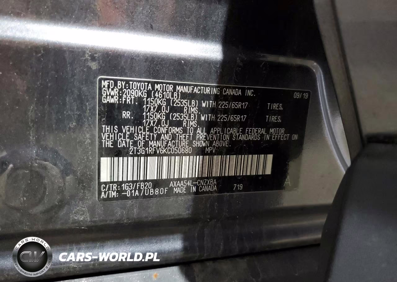 2019 Toyota Rav4 Le VIN:2T3G1RFV6KC050680 - 12