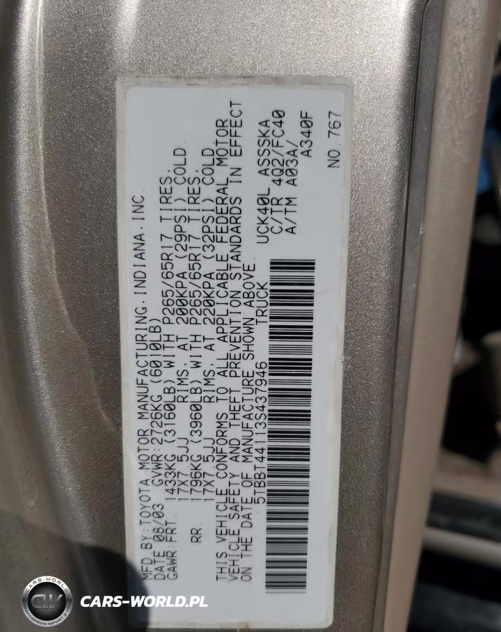 2003 Toyota Tundra Access Cab Sr5 VIN:5TBBT44113S437946 - 13
