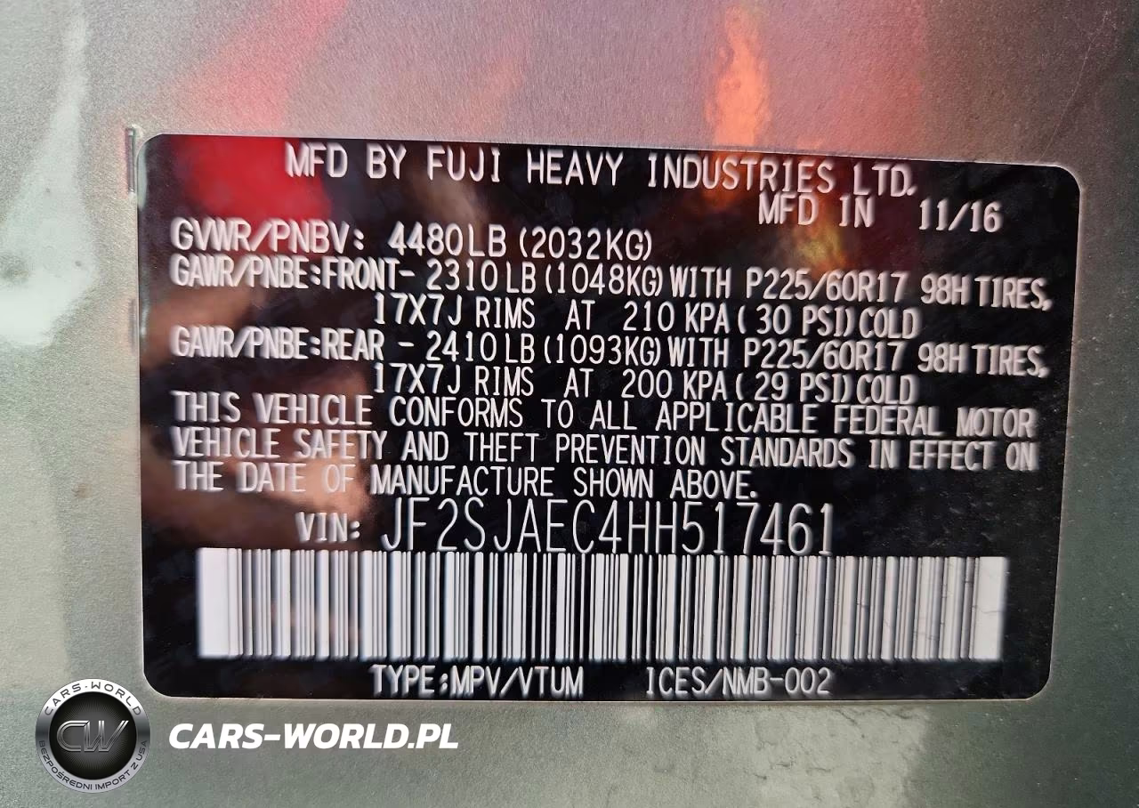 2017 Subaru Forester 2.5I Premium VIN:JF2SJAEC4HH517461 - 14