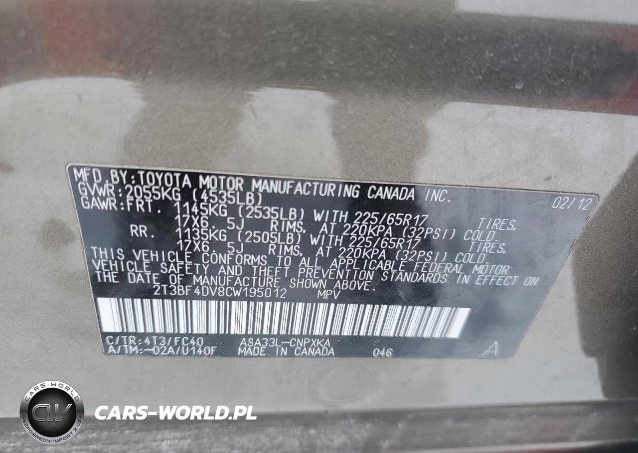 2012 Toyota Rav4 VIN:2T3BF4DV8CW195012 - 12