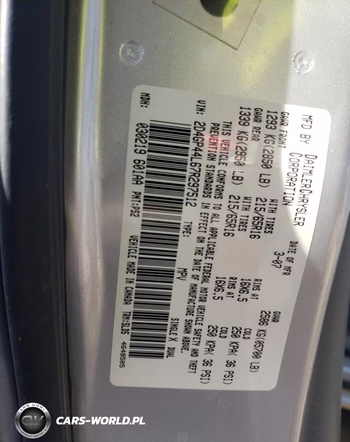 2007 Dodge Grand Caravan Sxt VIN:2D4GP44L67R297512 - 13