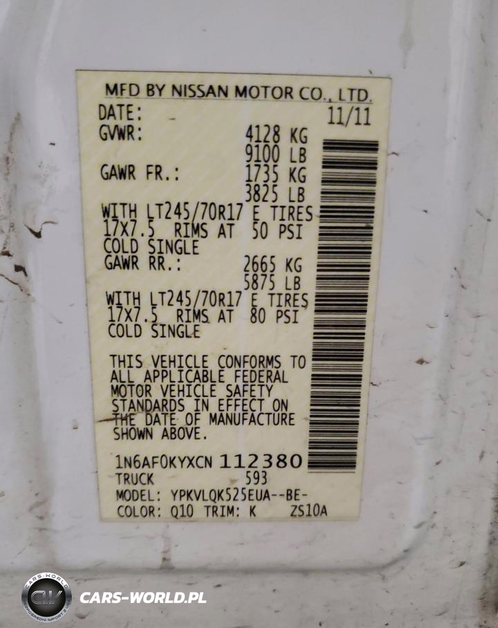 2012 Nissan Nv 2500 VIN:1N6AF0KYXCN112380 - 13