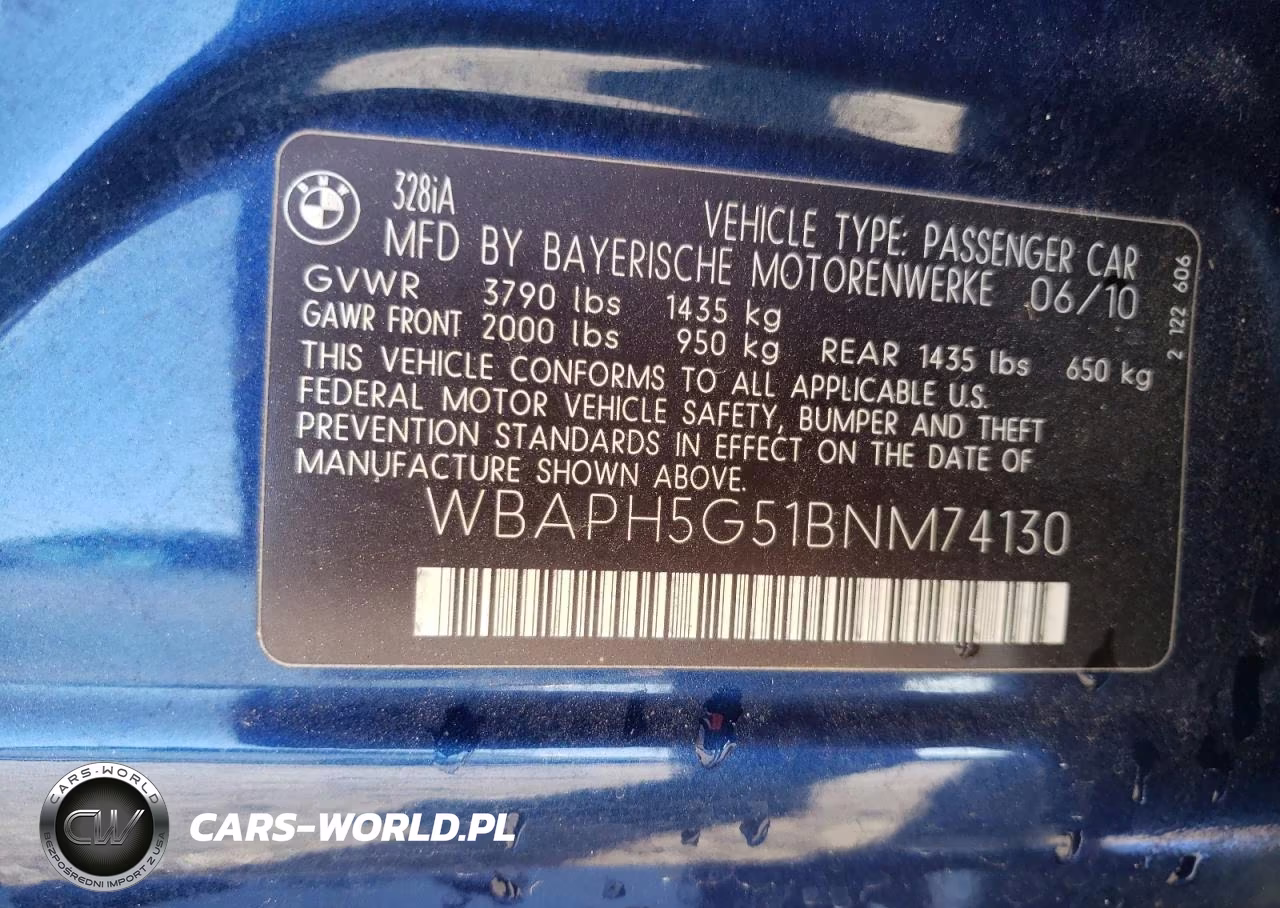2011 BMW 328 I Sulev VIN:WBAPH5G51BNM74130 - 12