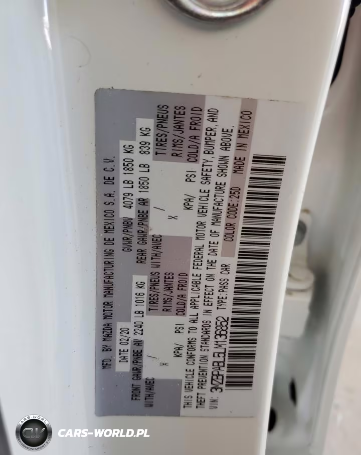 2020 Mazda 3 VIN:3MZBPABL5LM136852 - 12