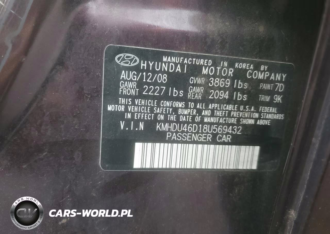 2008 Hyundai Elantra Gls VIN:KMHDU46D18U569432 - 13