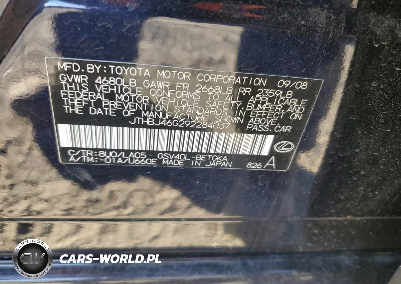 2009 Lexus Es 350 VIN:JTHBJ46G292284037 - 12