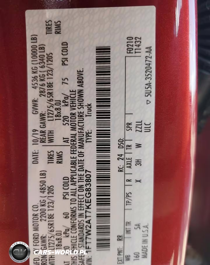 2019 Ford F250 Super Duty VIN:1FT7W2AT7KEG83807 - 13