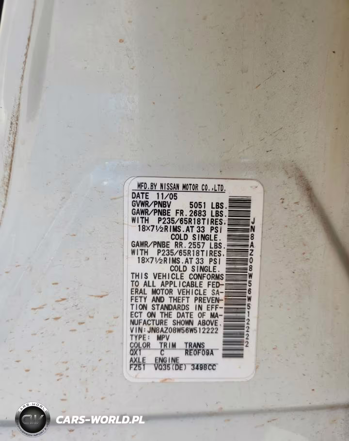 2006 Nissan Murano Sl VIN:JN8AZ08W56W512222 - 13