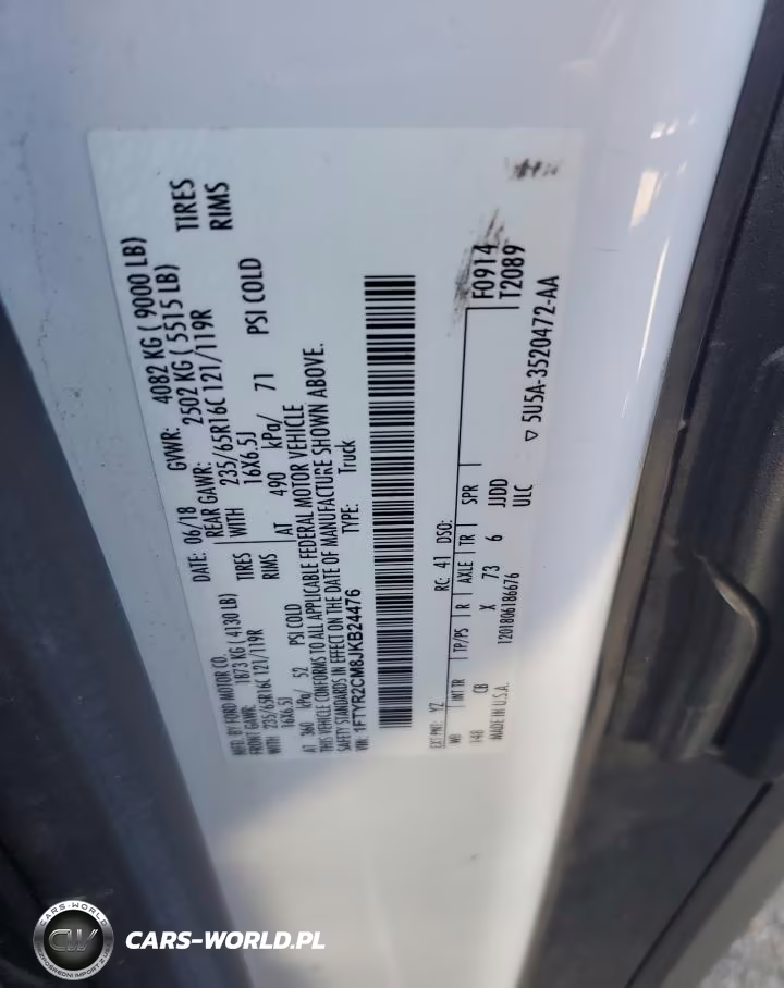 2018 Ford Transit T-250 VIN:1FTYR2CM8JKB24476 - 13