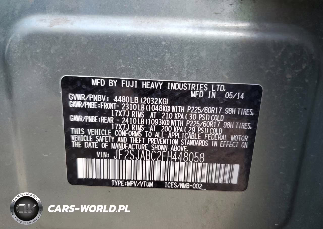 2015 Subaru Forester 2.5I VIN:JF2SJABC2FH448058 - 13