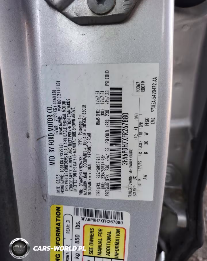 2015 Ford Fusion Se VIN:3FA6P0H7XFR267880 - 12
