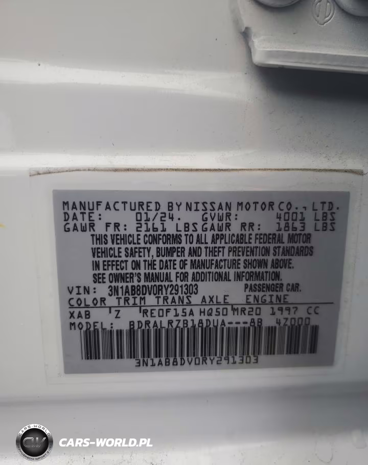 2024 Nissan Sentra Sr VIN:3N1AB8DV0RY291303 - 12