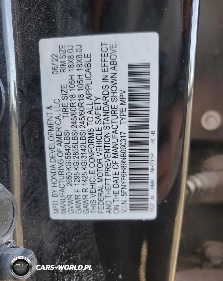 2022 Honda Pilot Trailsport VIN:5FNYF6H89NB060317 - 14