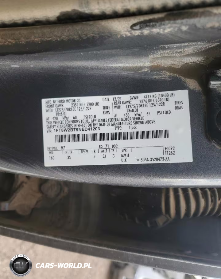 2022 Ford F250 Super Duty VIN:1FT8W2BT9NED41203 - 12