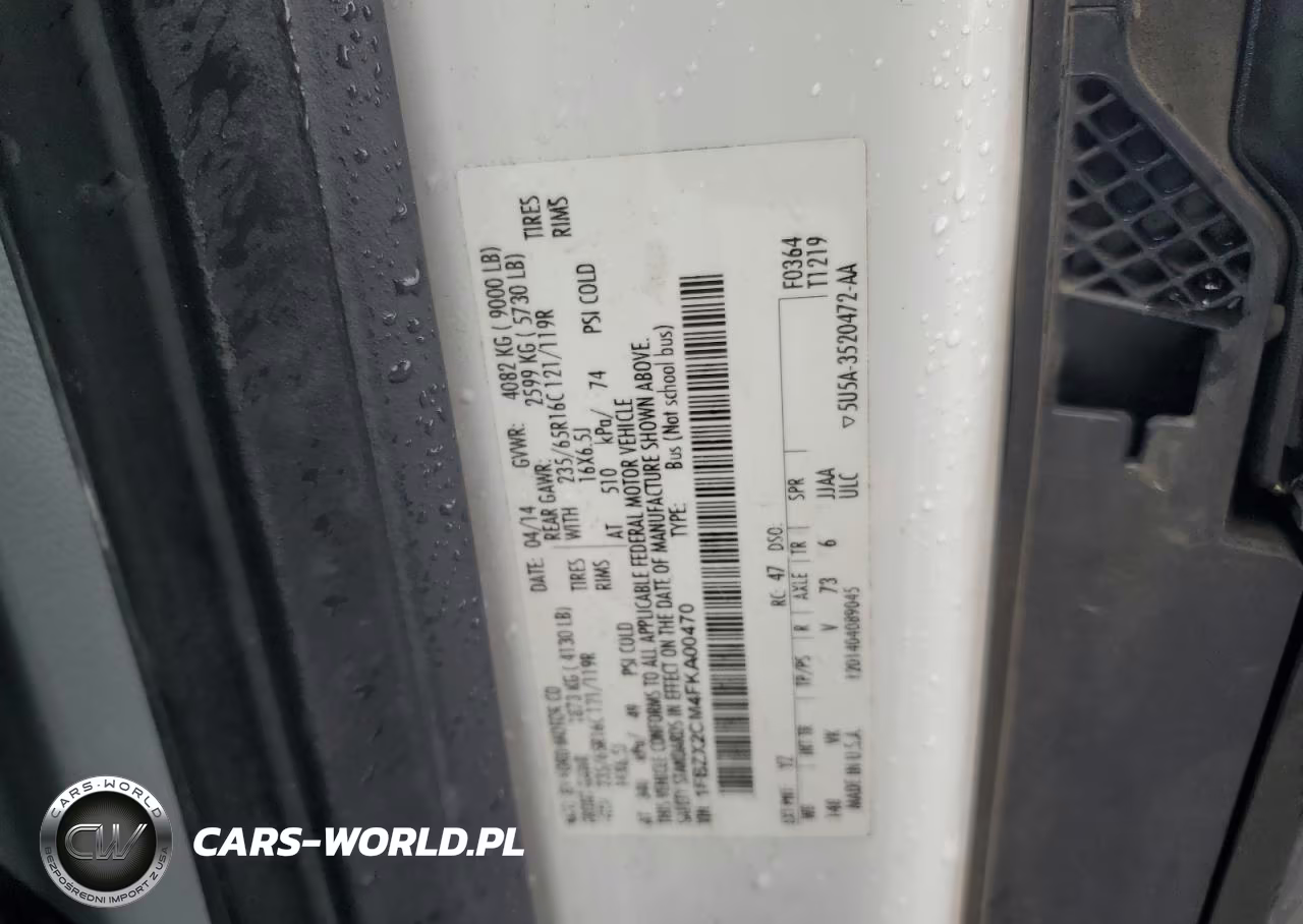 2015 Ford Transit T-350 VIN:1FBZX2CM4FKA00470 - 14