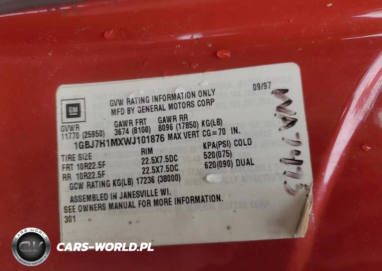 1998 Chevrolet C-Series C7H042 VIN:1GBJ7H1MXWJ101876 - 10