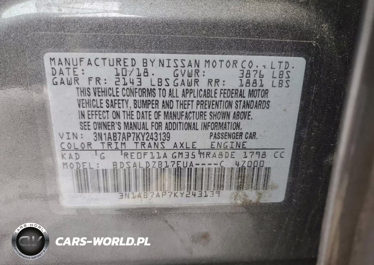 2019 Nissan Sentra S VIN:3N1AB7AP7KY243139 - 12