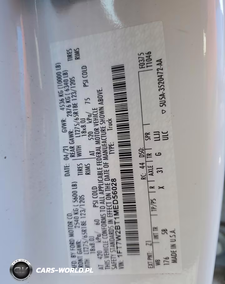 2021 Ford F250 Super Duty VIN:1FT7W2BT1MED56028 - 12