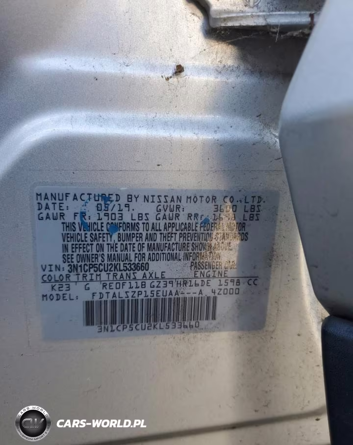 2019 Nissan Kicks Sv VIN:3N1CP5CU2KL533660 - 13