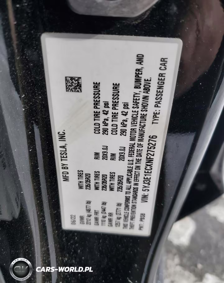 2022 Tesla Model 3 VIN:5YJ3E1ECXNF275276 - 12