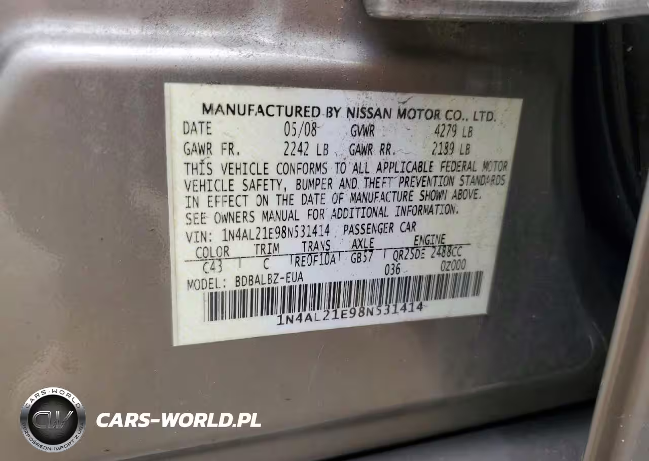2008 Nissan Altima 2.5 VIN:1N4AL21E98N531414 - 13