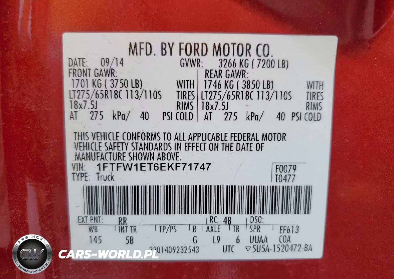 2014 Ford F150 Supercrew VIN:1FTFW1ET6EKF71747 - 12