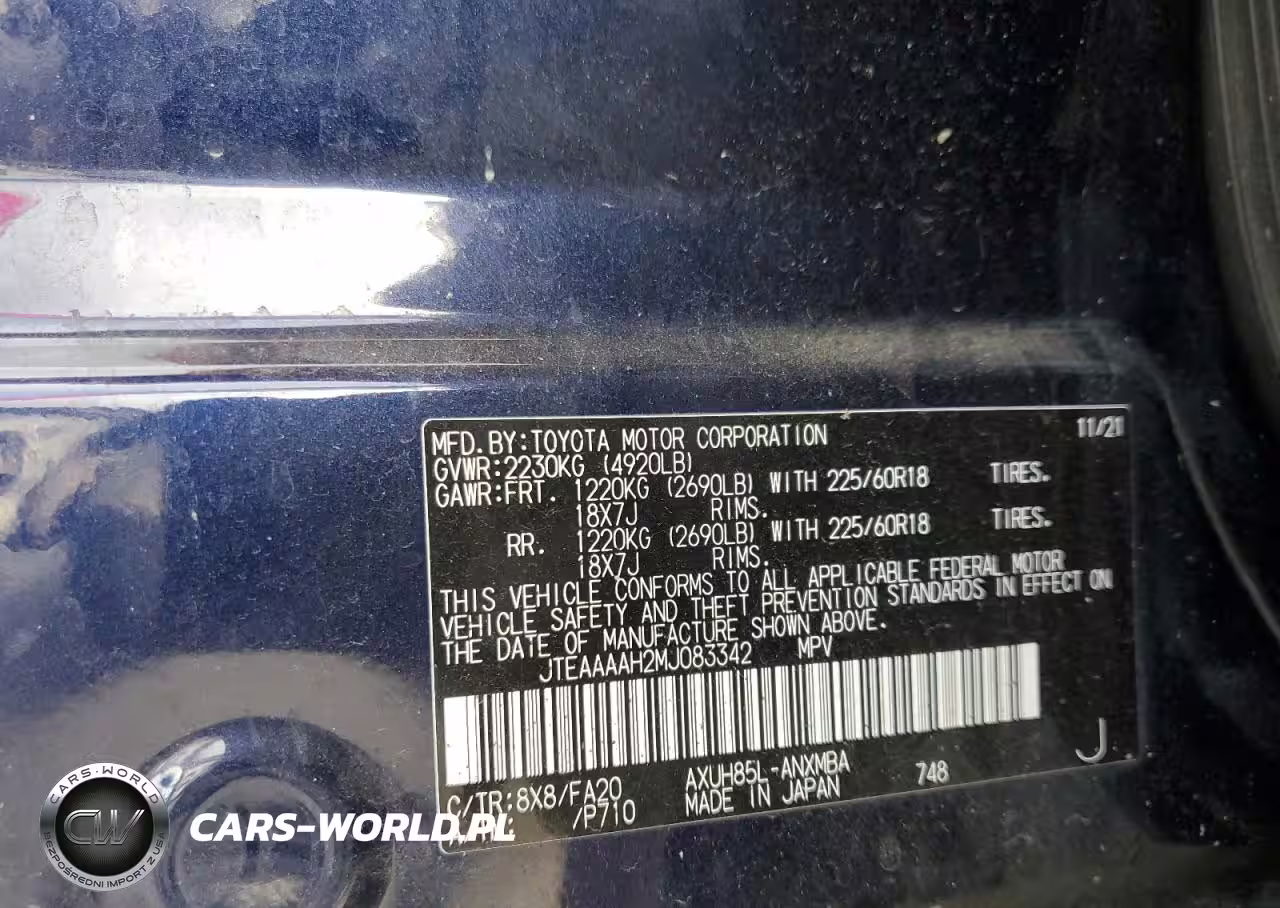 2021 Toyota Venza Le VIN:JTEAAAAH2MJ083342 - 12