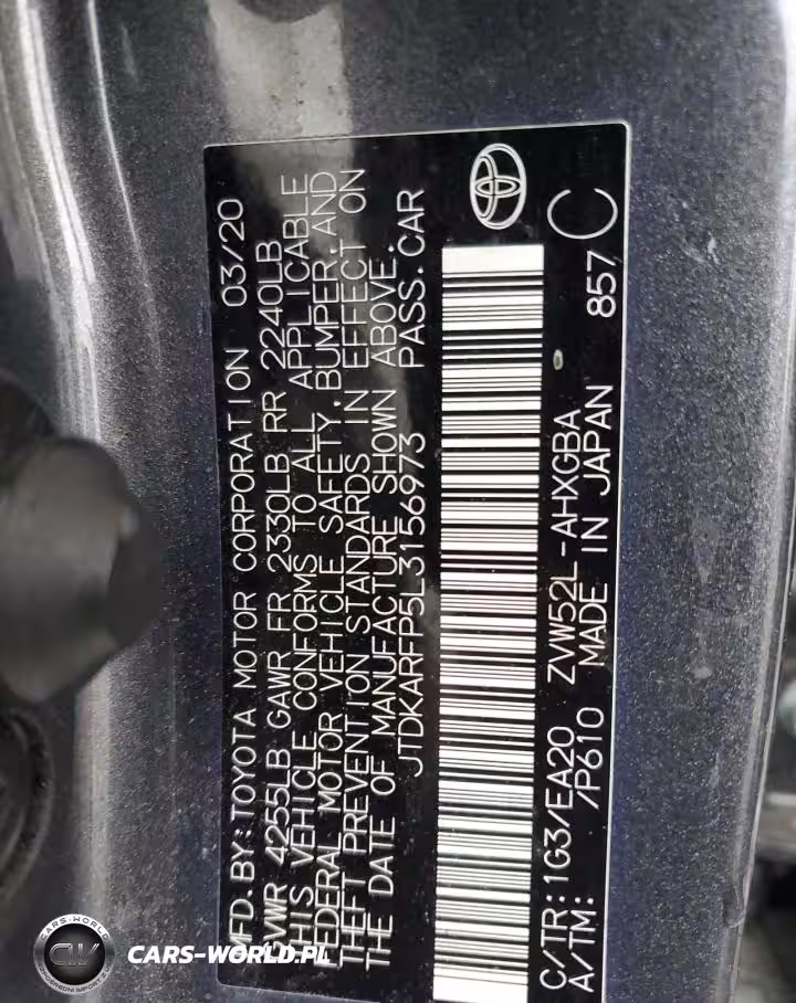 2020 Toyota Prius Prime Le VIN:JTDKARFP5L3156973 - 12