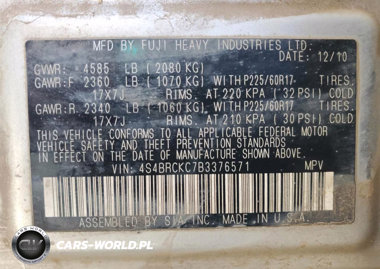 2011 Subaru Outback 2.5I Limited VIN:4S4BRCKC7B3376571 - 14