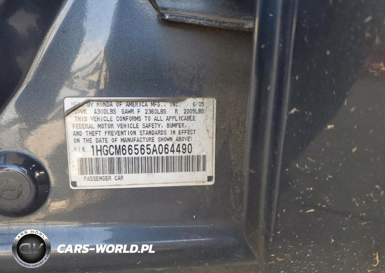 2005 Honda Accord Ex VIN:1HGCM66565A064490 - 12