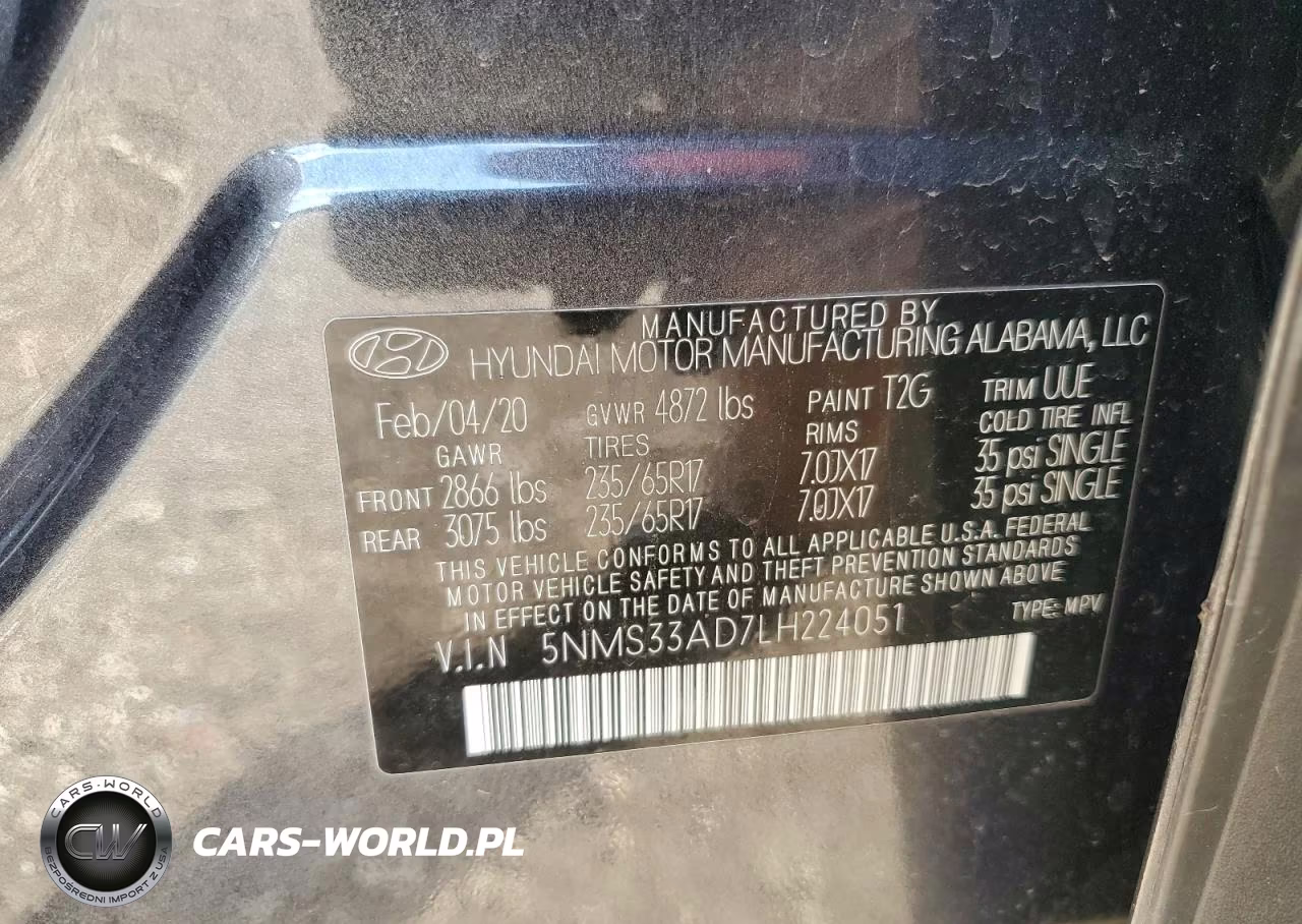2020 Hyundai Santa Fe Sel VIN:5NMS33AD7LH224051 - 13
