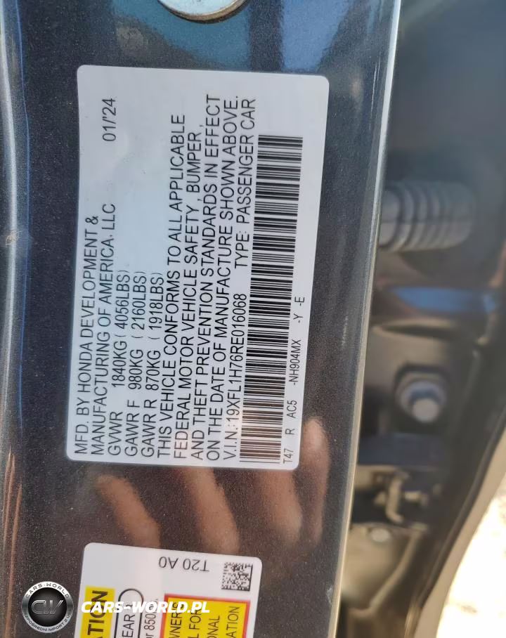 2024 Honda Civic Exl VIN:19XFL1H76RE016068 - 13