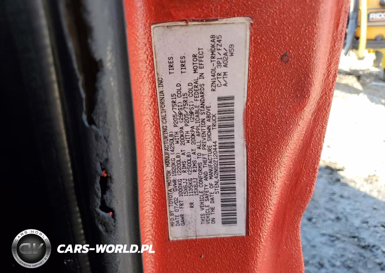2002 Toyota Tacoma VIN:5TENL42N92Z120444 - 12