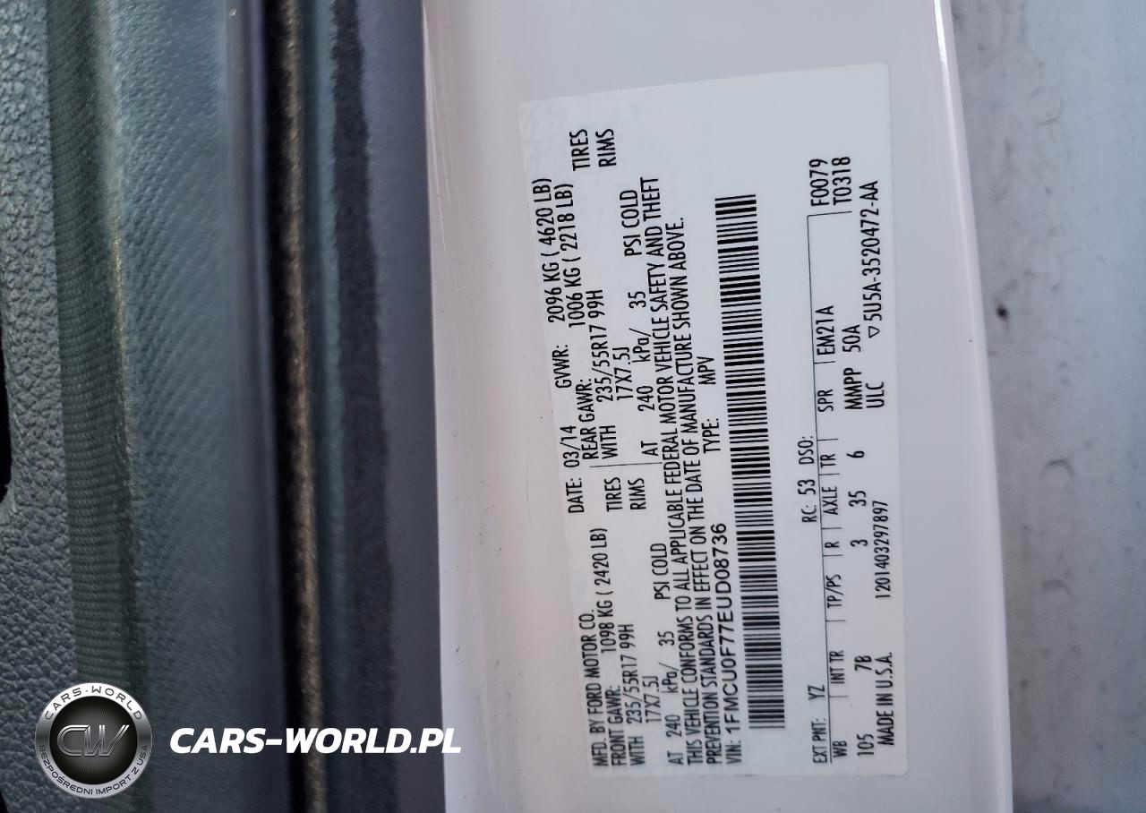 2014 Ford Escape VIN:1FMCU0F77EUD08736 - 13