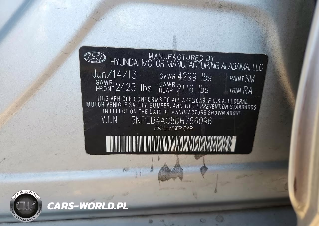 2013 Hyundai Sonata Gls VIN:5NPEB4AC8DH766096 - 12