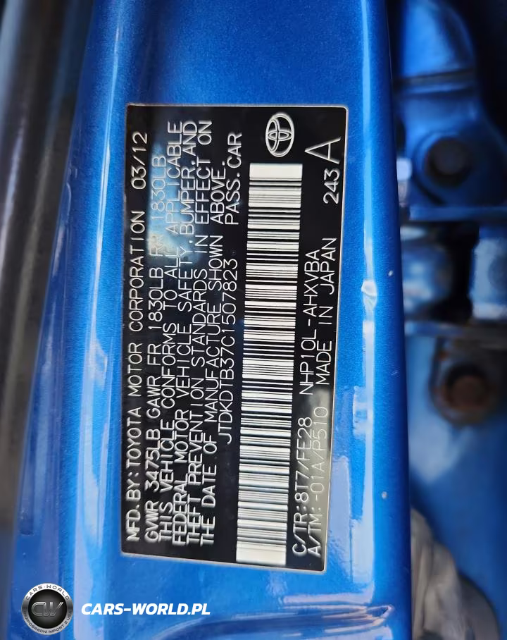 2012 Toyota Prius VIN:JTDKDTB37C1507823 - 12