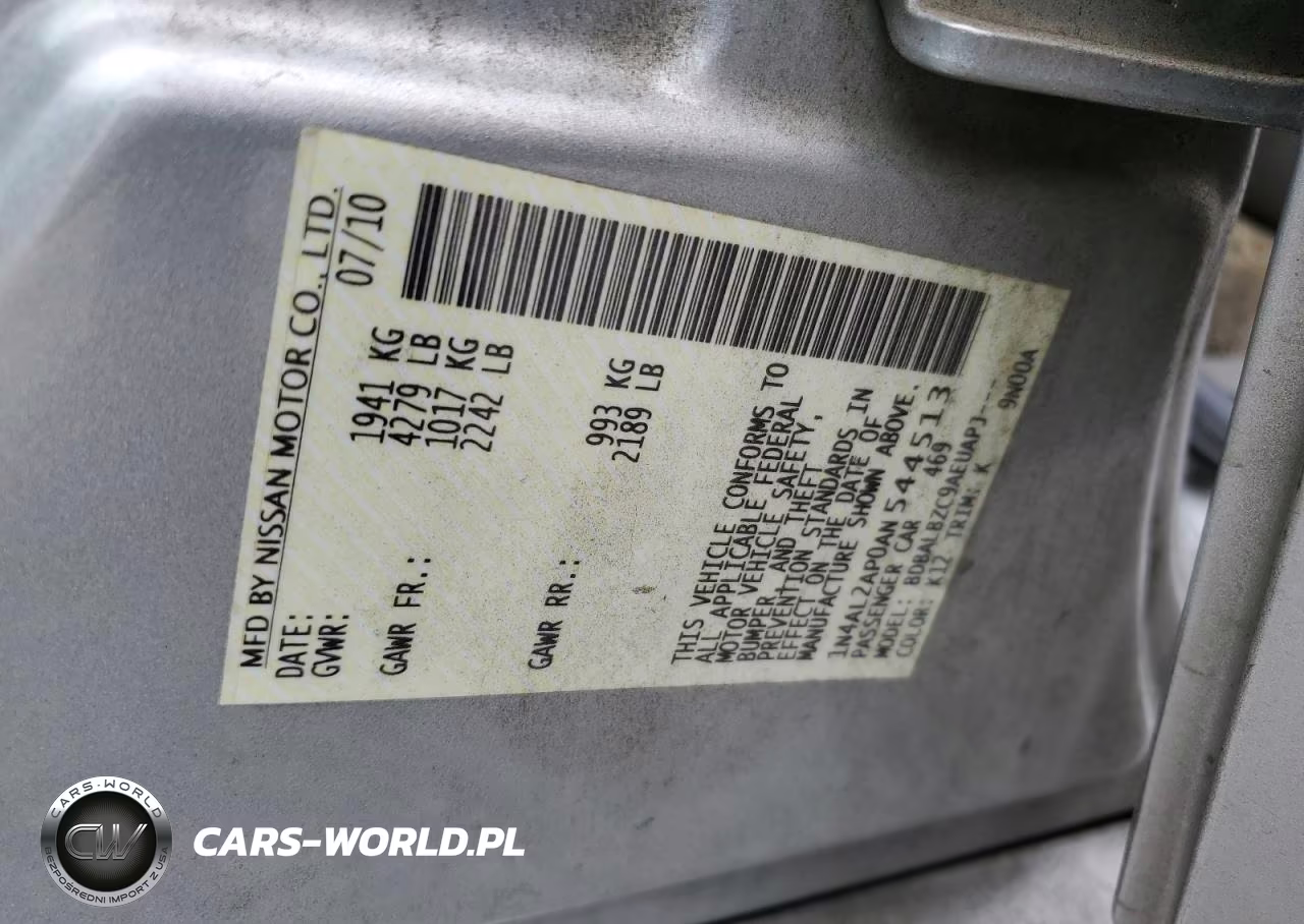 2010 Niss Altima Base VIN:1N4AL2AP0AN544513 - 12