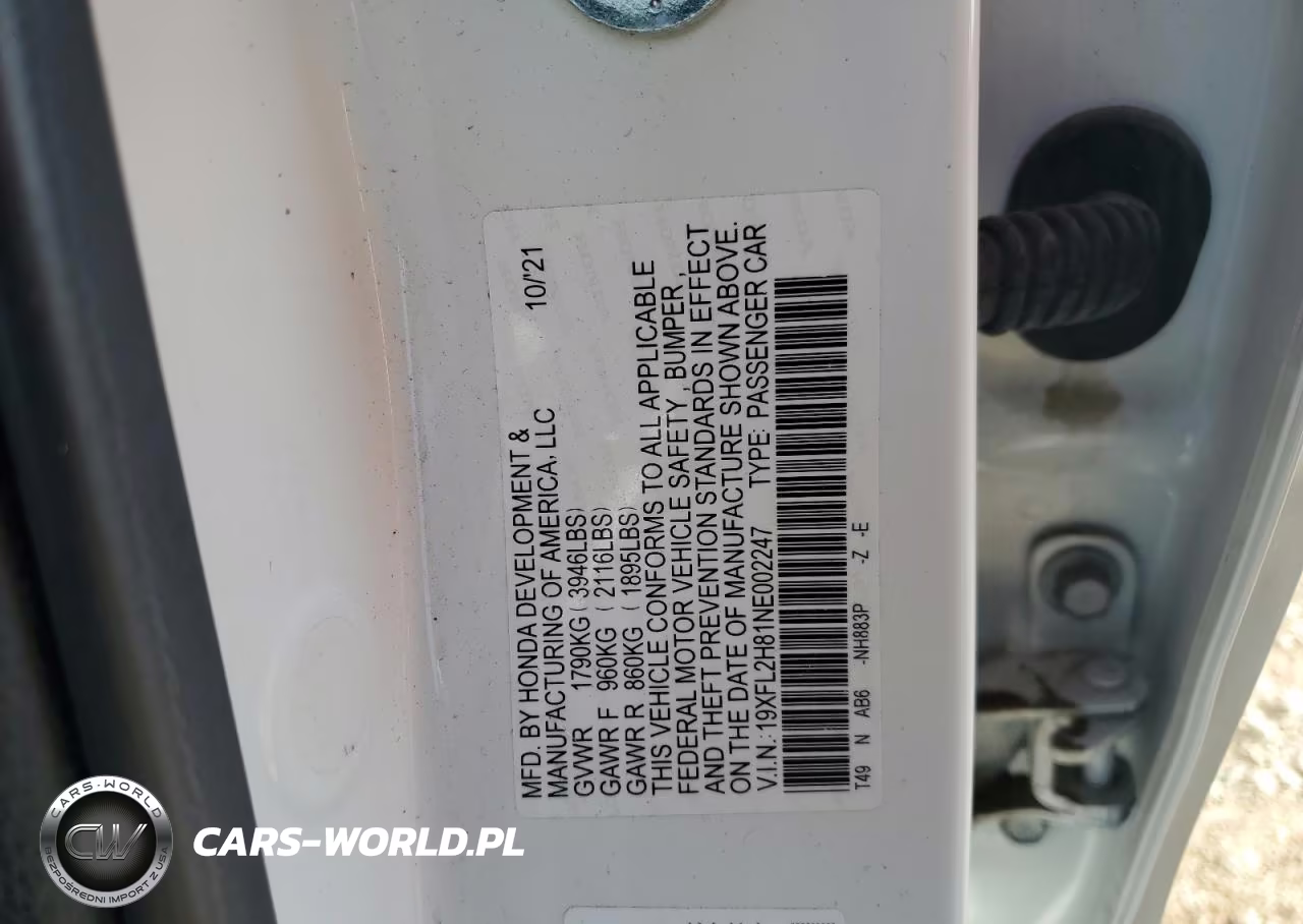 2022 Honda Civic VIN:19XFL2H81NE002247 - 12