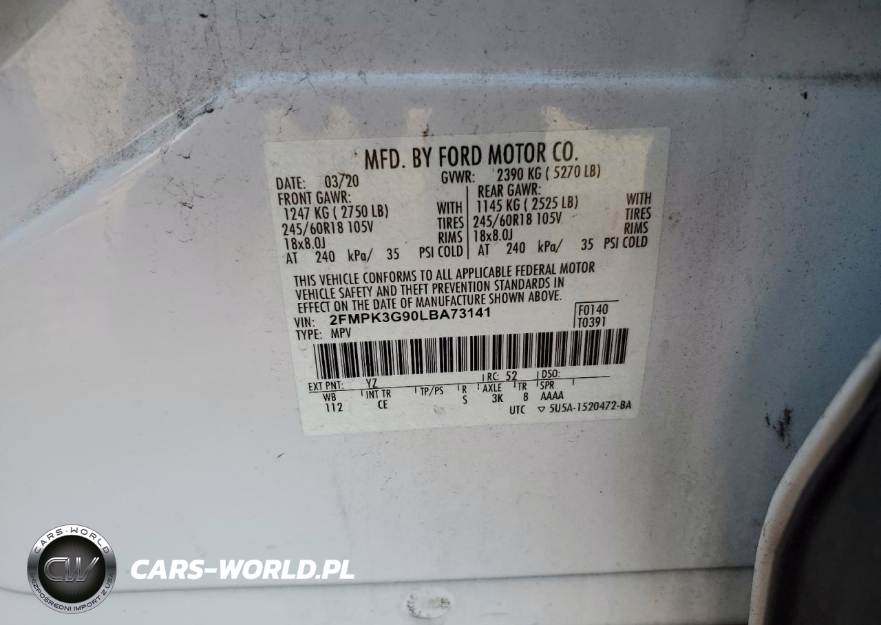 2020 Ford Edge Se VIN:2FMPK3G90LBA73141 - 14
