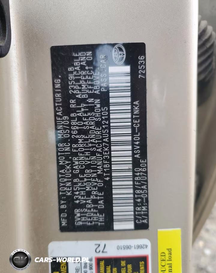 2010 Toyota Camry VIN:4T1BF3EK7AU512105 - 12
