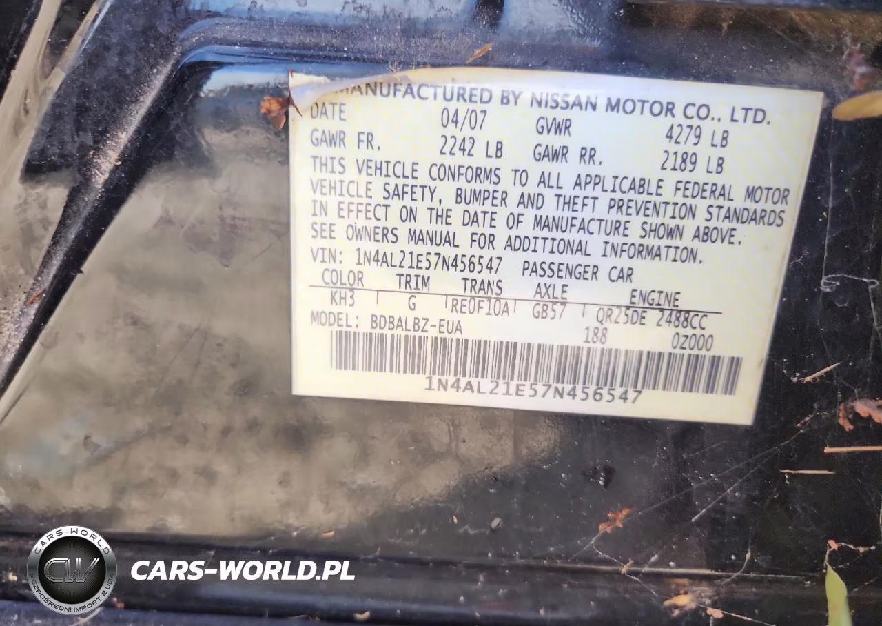 2007 Nissan Altima 2.5 VIN:1N4AL21E57N456547 - 13