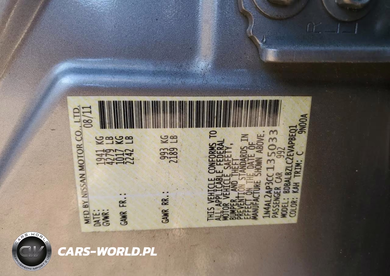2012 Nissan Altima Base VIN:1N4AL2AP3CC135033 - 12