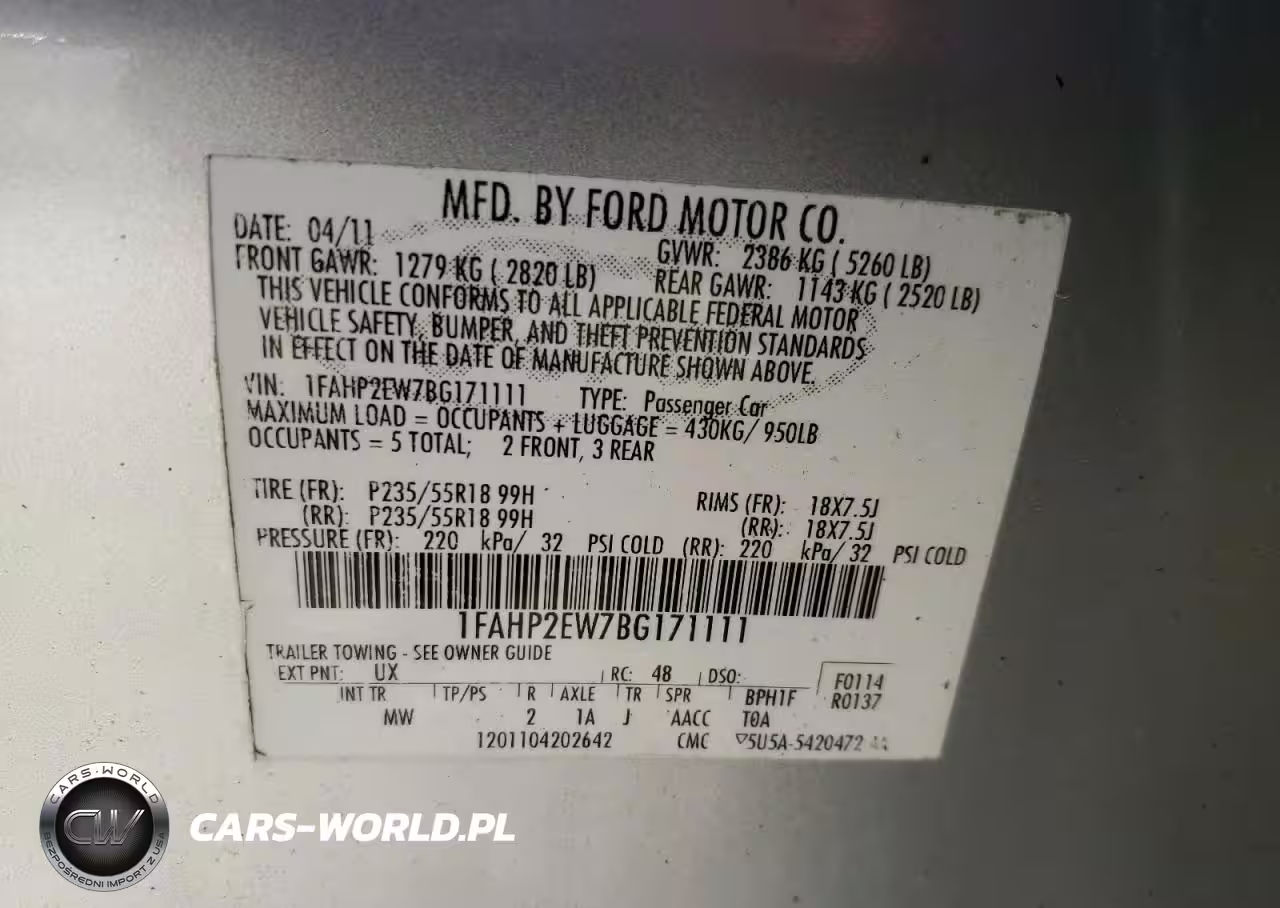 2011 Ford Taurus Sel VIN:1FAHP2EW7BG171111 - 12