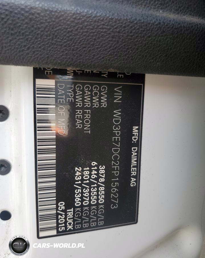 2015 Mercedes Benz Sprinter 2500 Delivery Van Van VIN:WD3PE7DC2FP156273 - 13