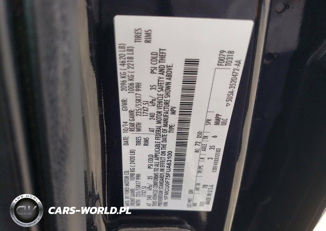 2015 Ford Escape S VIN:1FMCU0F75FUA63100 - 13