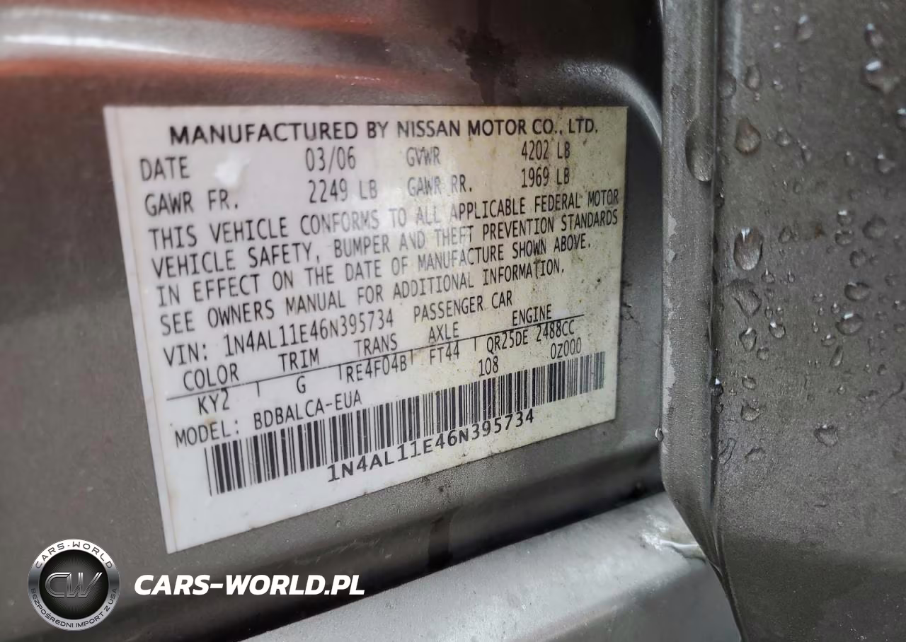 2006 Nissan Altima S VIN:1N4AL11E46N395734 - 13