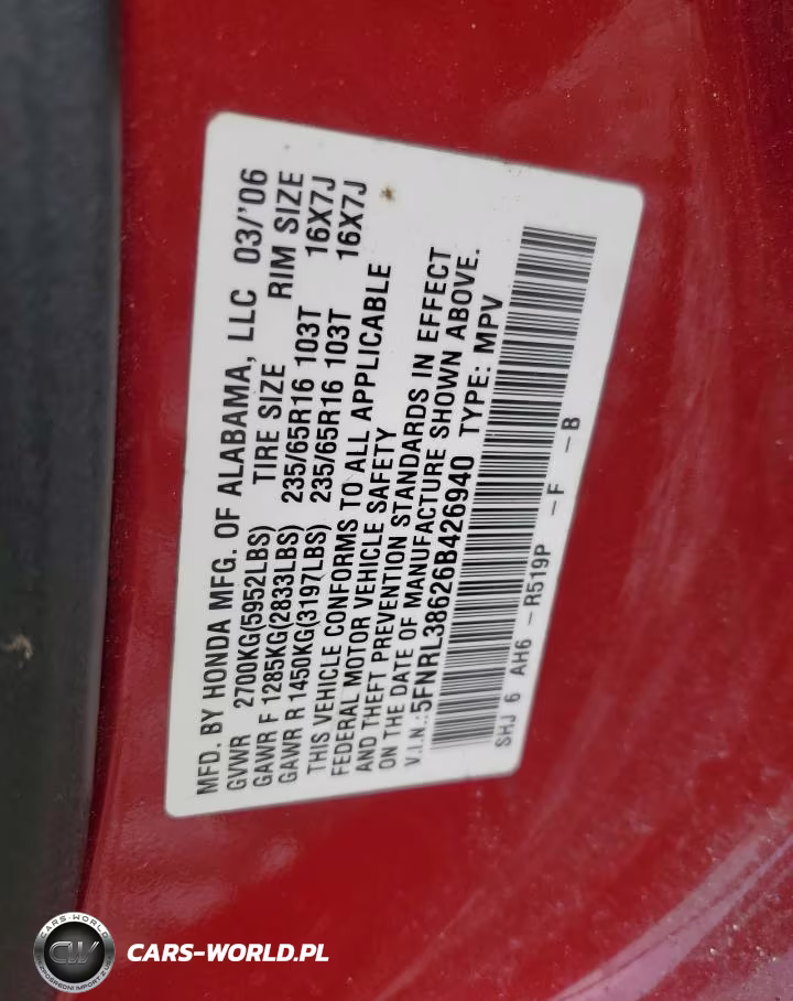 2006 Honda Odyssey Exl VIN:5FNRL38626B426940 - 13