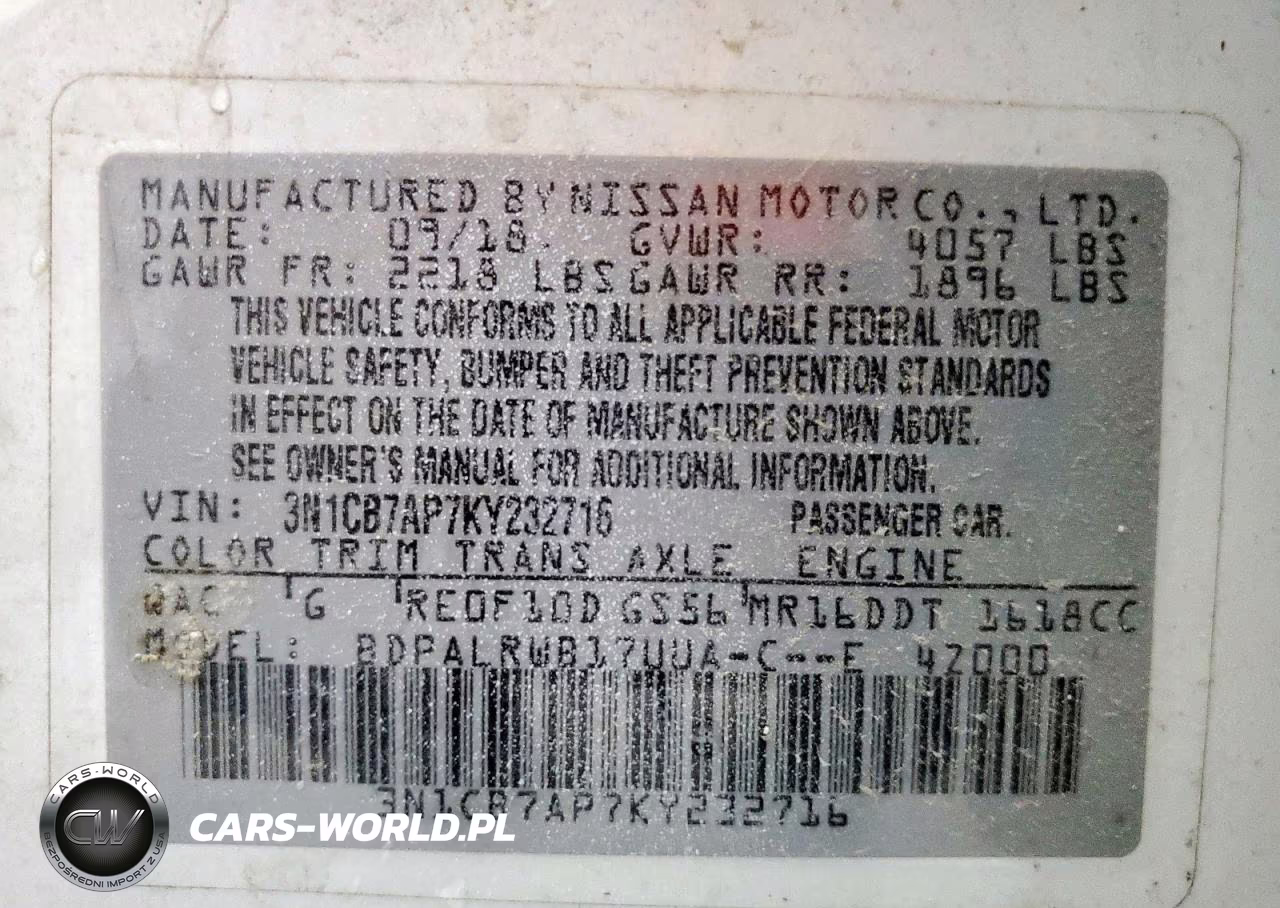 2019 Nissan Sentra Sr Turbo VIN:3N1CB7AP7KY232716 - 13