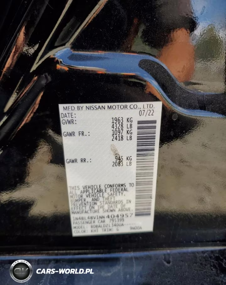 2022 Nissan Altima S VIN:1N4BL4BV1NN404957 - 12