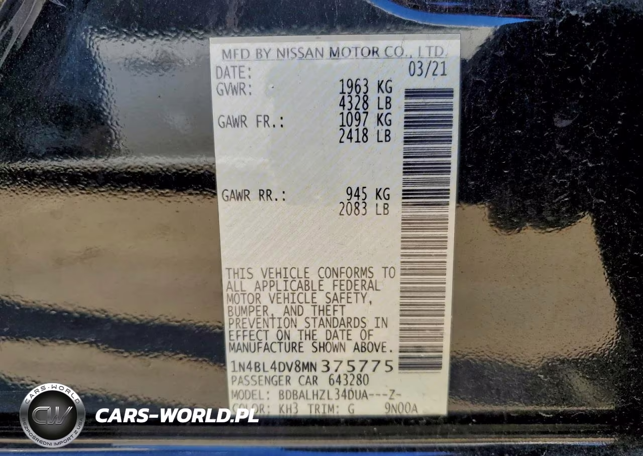 2021 Nissan Altima 2.5 Sv VIN:1N4BL4DV8MN375775 - 12